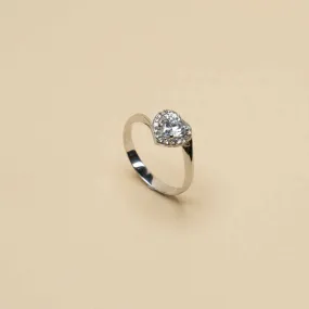 Anello Con Cuore In Oro Bianco 18kt