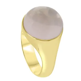 Anello in oro giallo con quarzo rosa mis 15