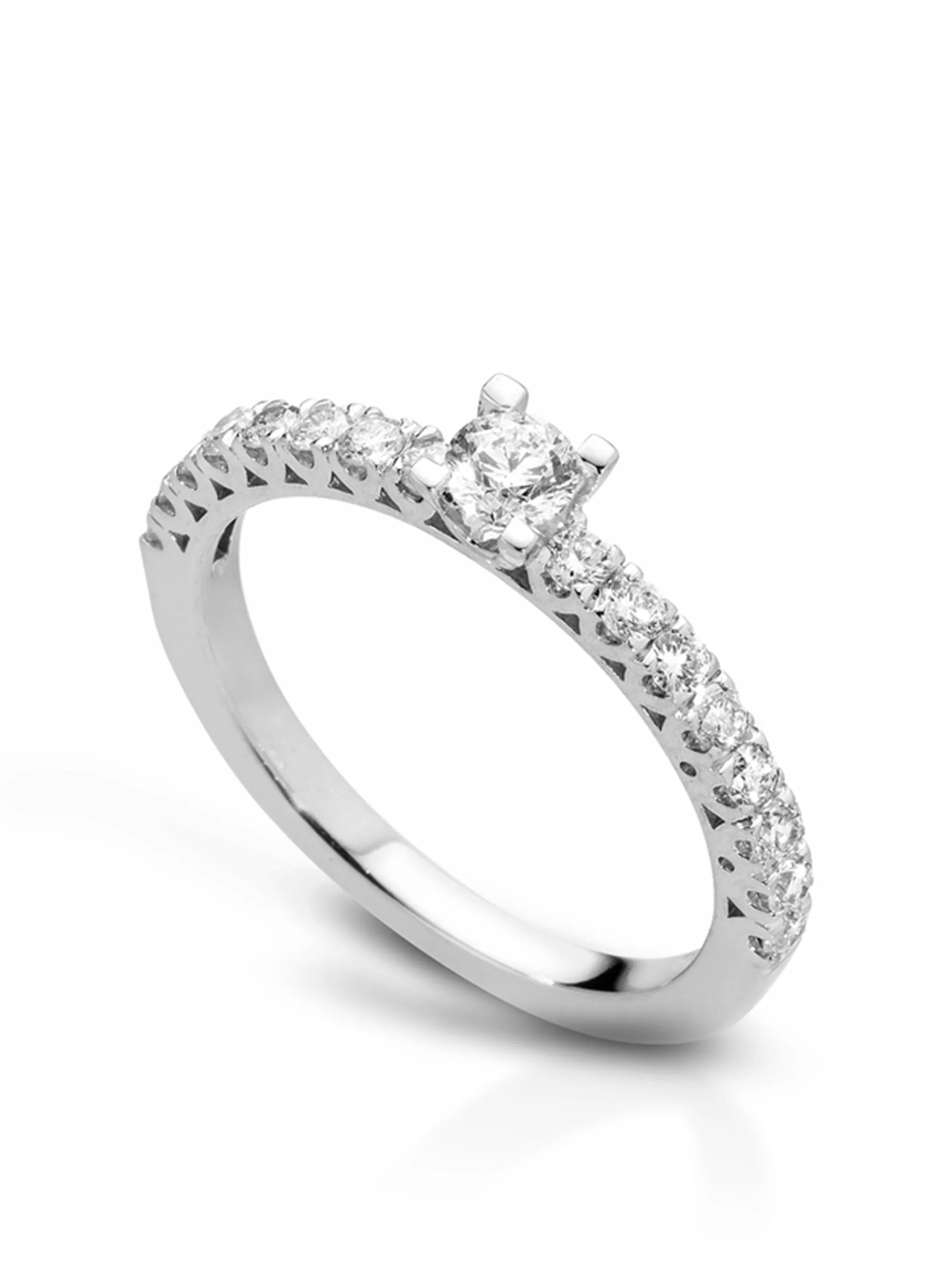 Anello Solitario in Oro bianco e Diamanti ANS90C
