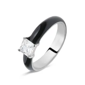 Anello Solitario Lady Sweet Acciaio Cristallo Bianco 1682804