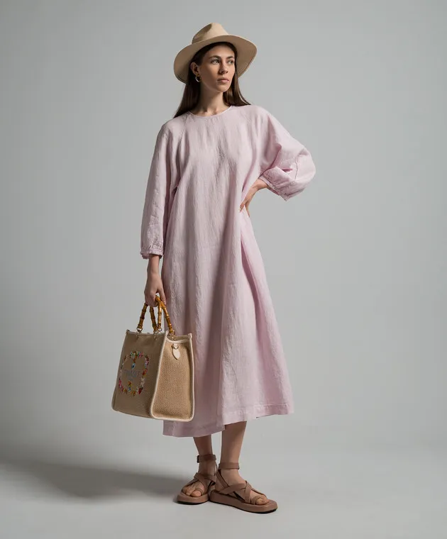 ANNECLAIRE Abito in lino rosa D0686405