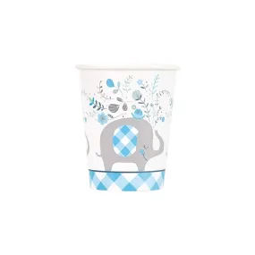 Bicchieri di Carta Elefante Blu 266 ml - Nascita e Battesimo - Cf. 8