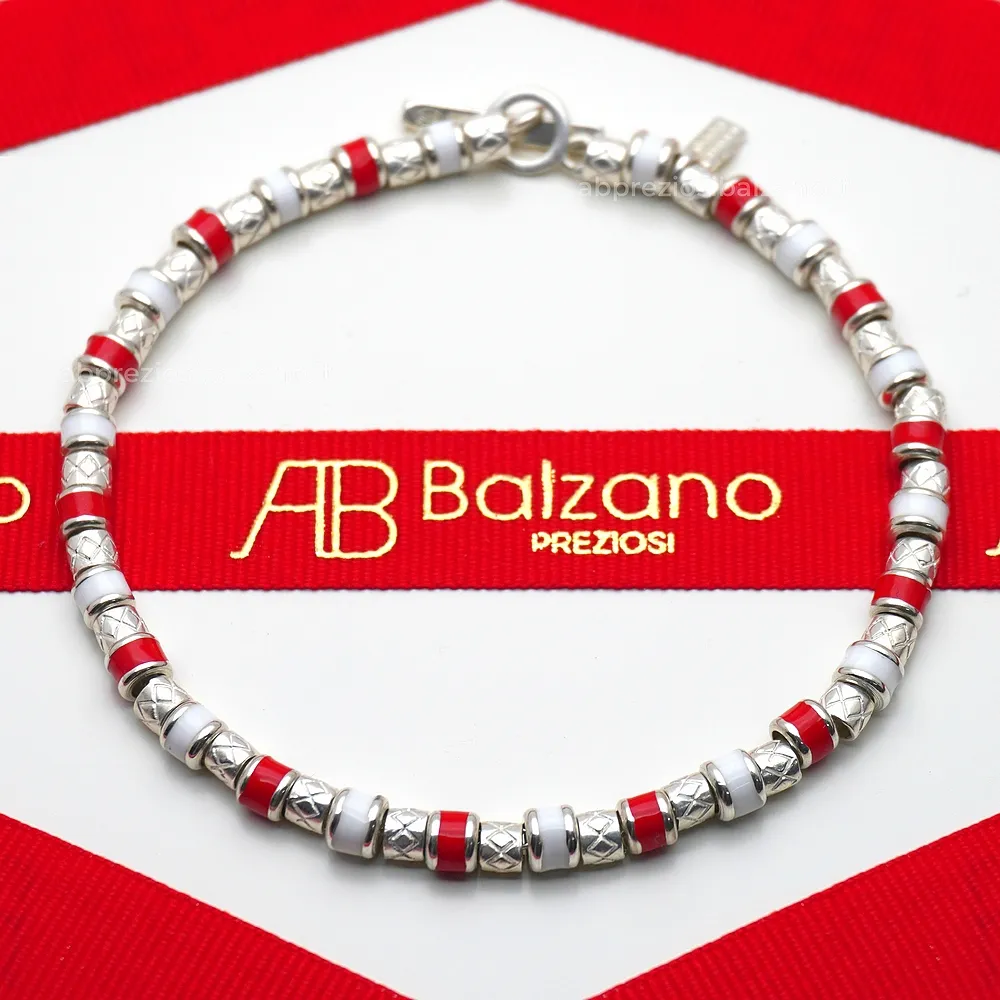 Bracciale BIANCO ROSSO con Pigne e Conchiglie alternate in Argento Dodo Mariani