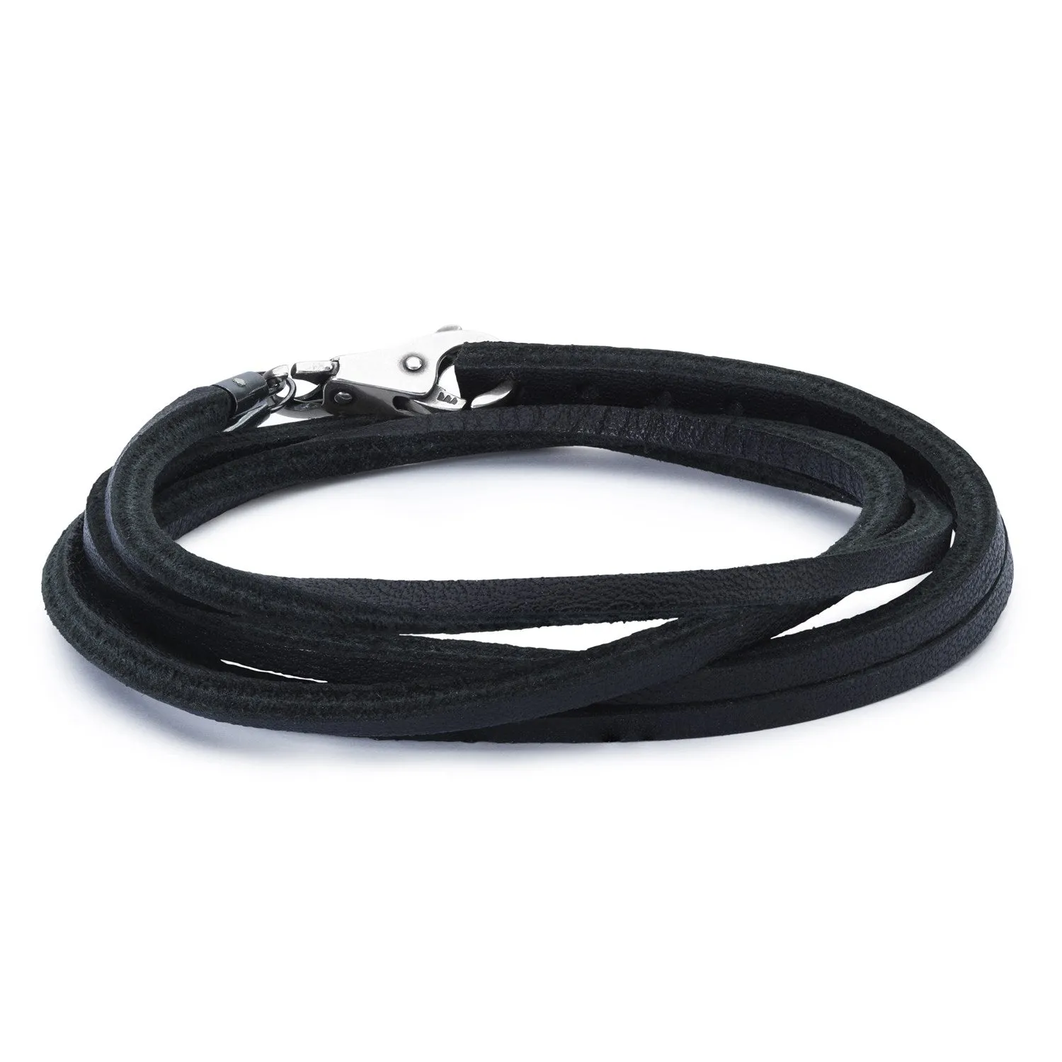 Bracciale in Cuoio Nero con Chiusura Semplice