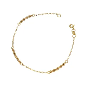 Bracciale in Oro Giallo 18k con inserti intrecciati, 20 cm.