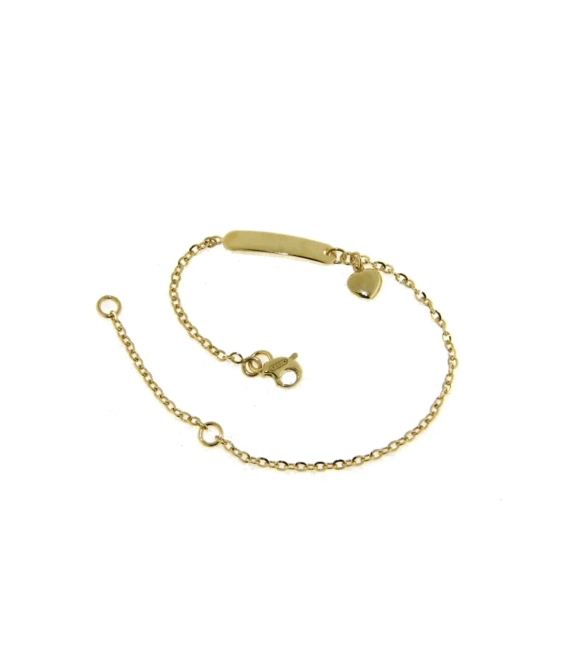 Bracciale Targhetta e Cuore Oro Giallo 9kt