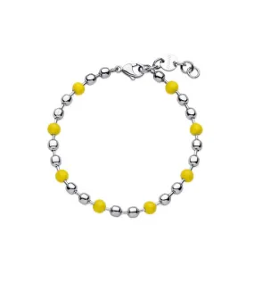 Bracciale Uomo Gioielli S'agapò Ripple in acciaio catena palline smalto giallo srp63