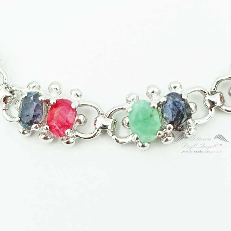 Bracciale Zaffiri Blu Smeraldi Rubini 2605