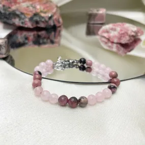Braccialetto Quarzo Rosa e Rodonite