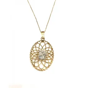 COLLANA DA DONNA CON CIONDOLO IN ORO GIALLO 18 KT E ZIRCONI TAGLIO BRILLANTE