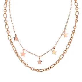 Collana doppio filo color oro rosa con stelle MY/GR06