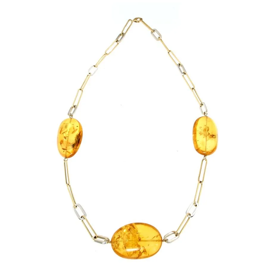 Collana girocollo in oro e ambra