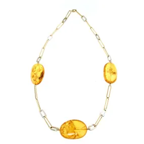 Collana girocollo in oro e ambra