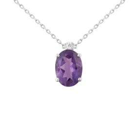 Collana Punto Luce Amélie Oro Bianco 375/1000 Maglia Forzatina Ametista Viola Cubic Zirconia Bianco 40 + 2 cm 1413204
