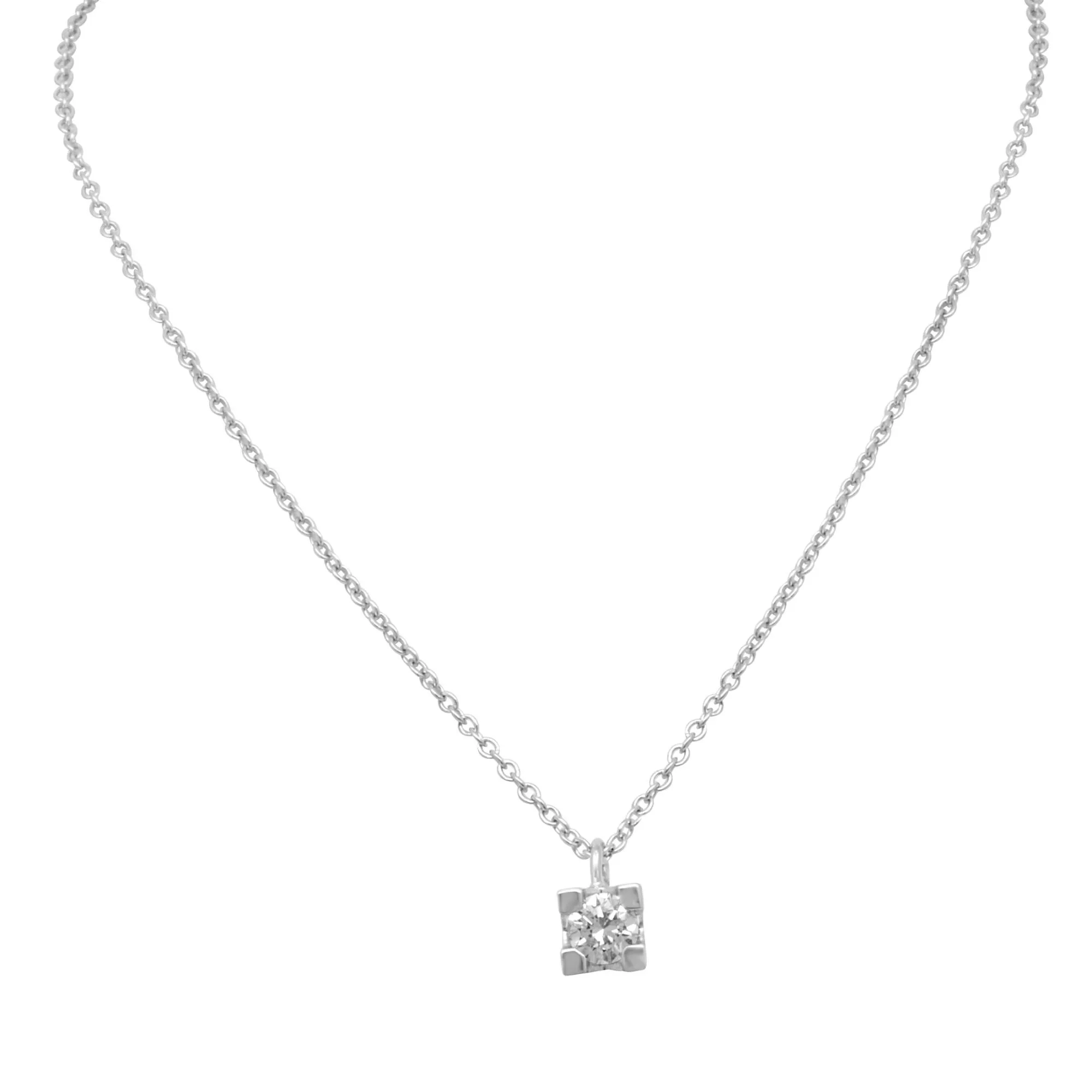 Collana punto luce in oro bianco con diamante 0.30 ct
