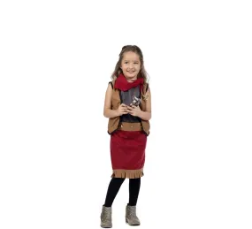 Costume da cowgirl rosso per bambina e bambina