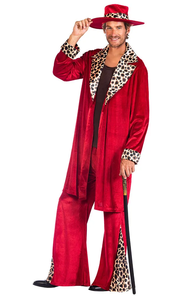 Costume da magnaccia rosso anni '70 per uomo