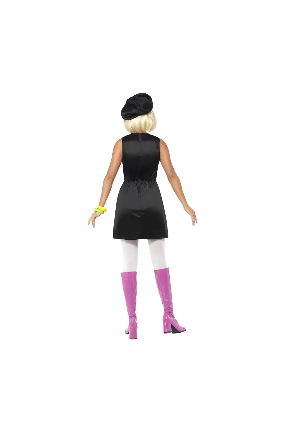Costume donna sexy Anni 60 a scacchi neri rosa gialli