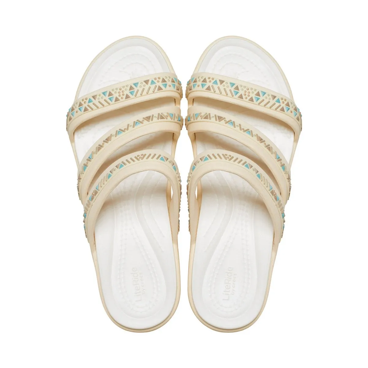 Crocs sandalo da donna Boca Medallion Strappy Wedge W207431-108 vanilla