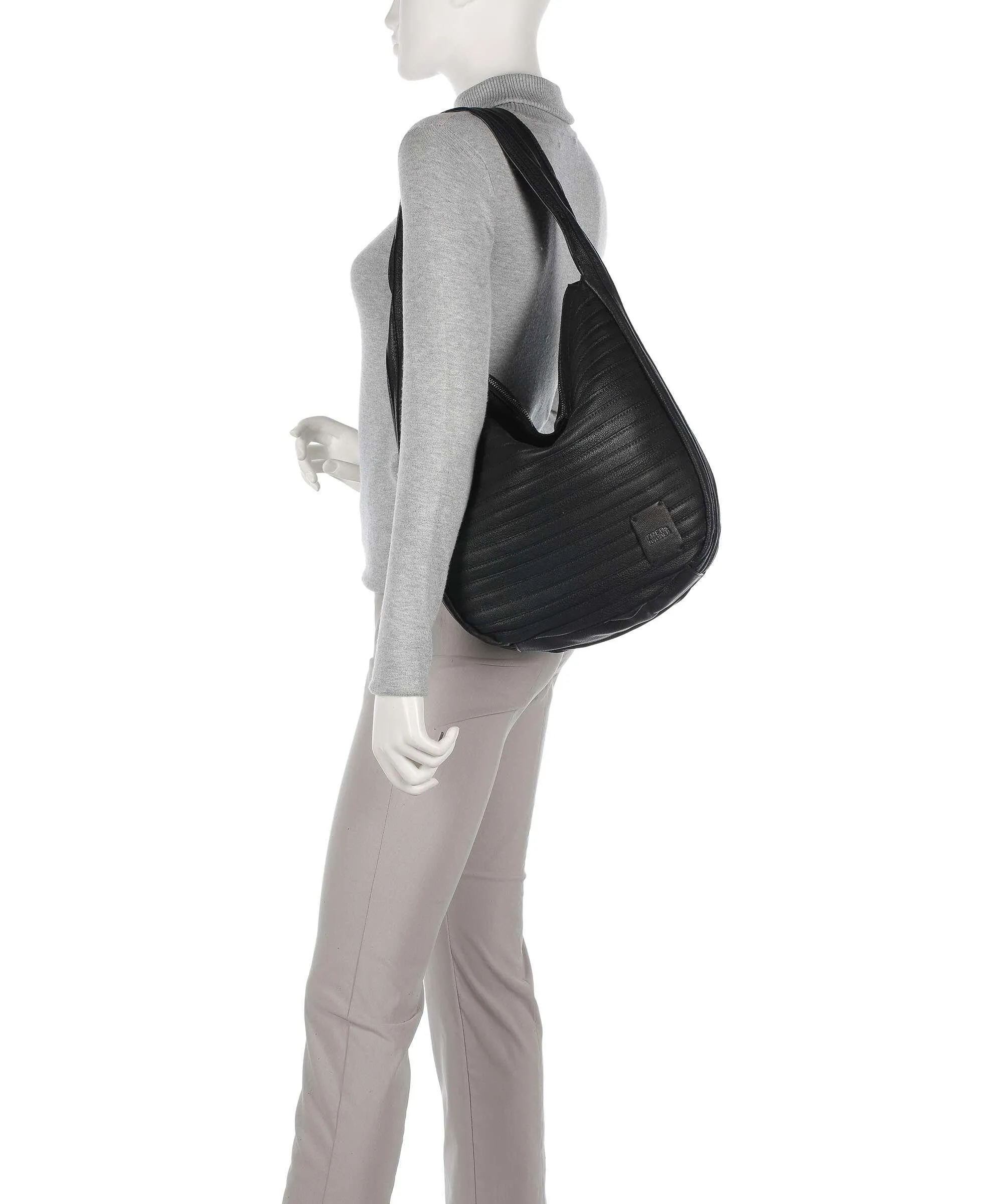  FredsBruder Ibbick Borsa hobo pelle granulata nero  
