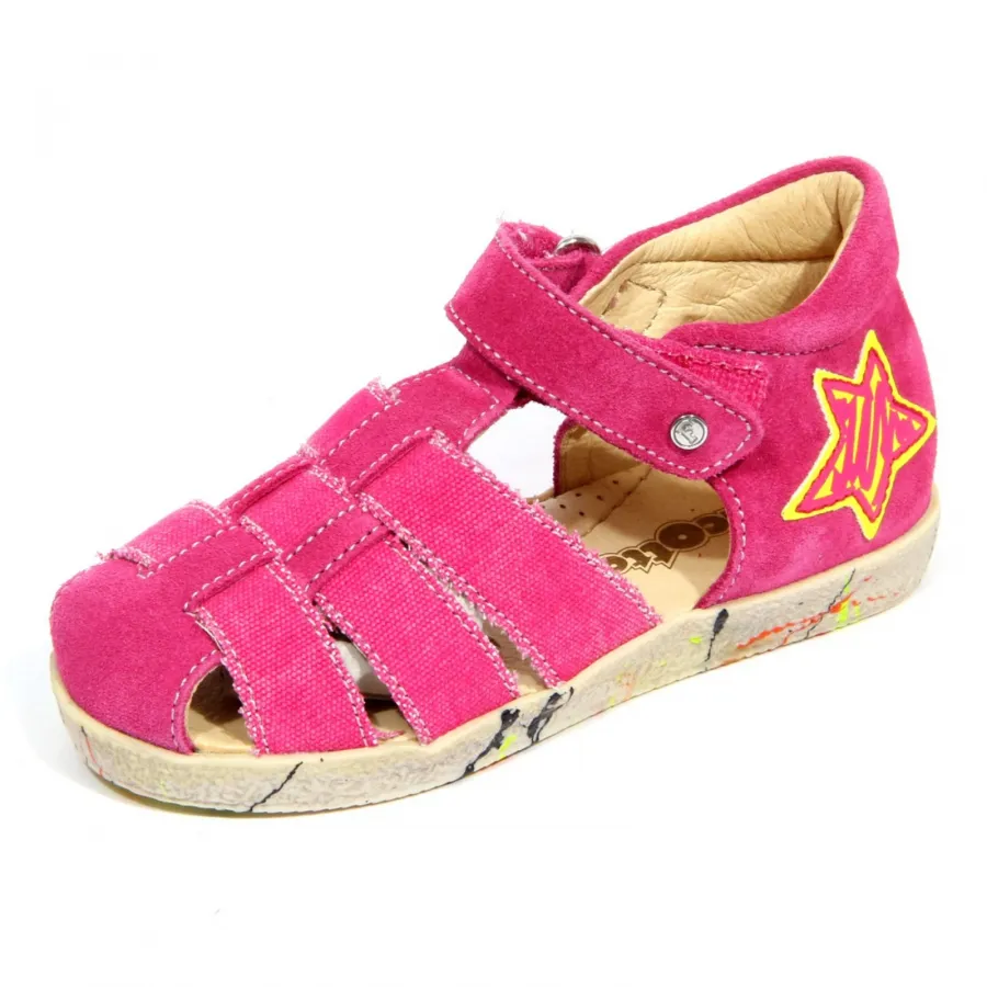 H3520 sandalo bimba girl FALCOTTO kids suede/textile sandals fuxia