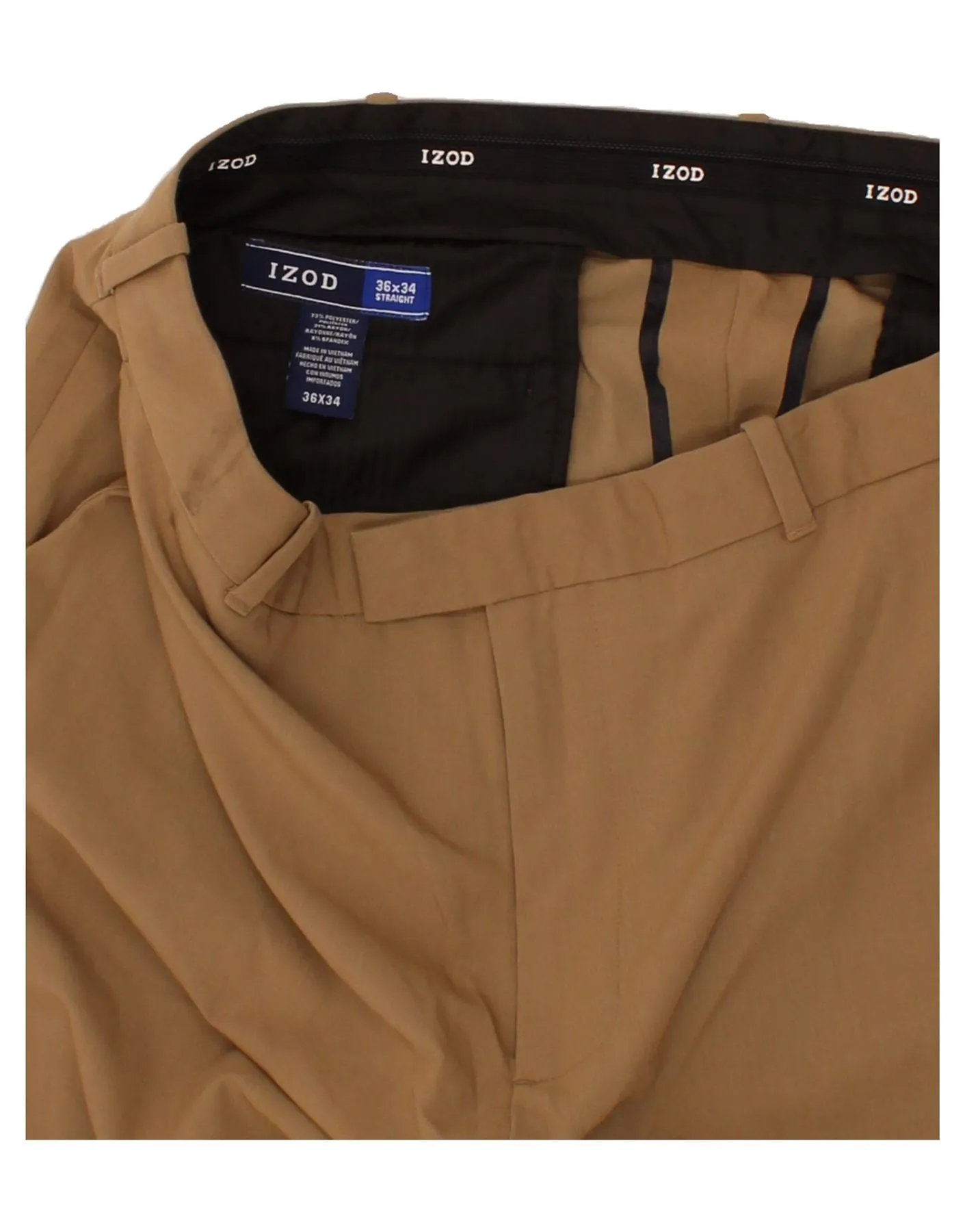 IZOD Mens Straight Suit Trousers W36 L34 Brown Polyester