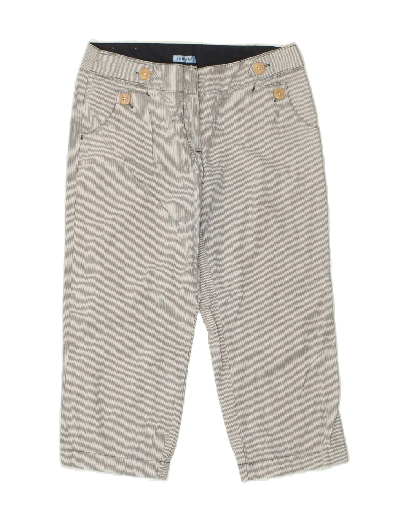 IZOD Womens Straight Capri Trousers US 4 Small W30 L21 Grey Pinstripe