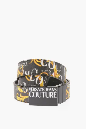 JEANS COUTURE Cintura a Motivo Barocco e Logo Ripetuto 35mm
