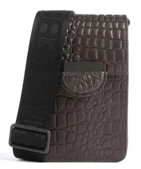  Liebeskind Pam Waxy Croco Borsetta porta cellulare pelle in rilievo verde-oliva  