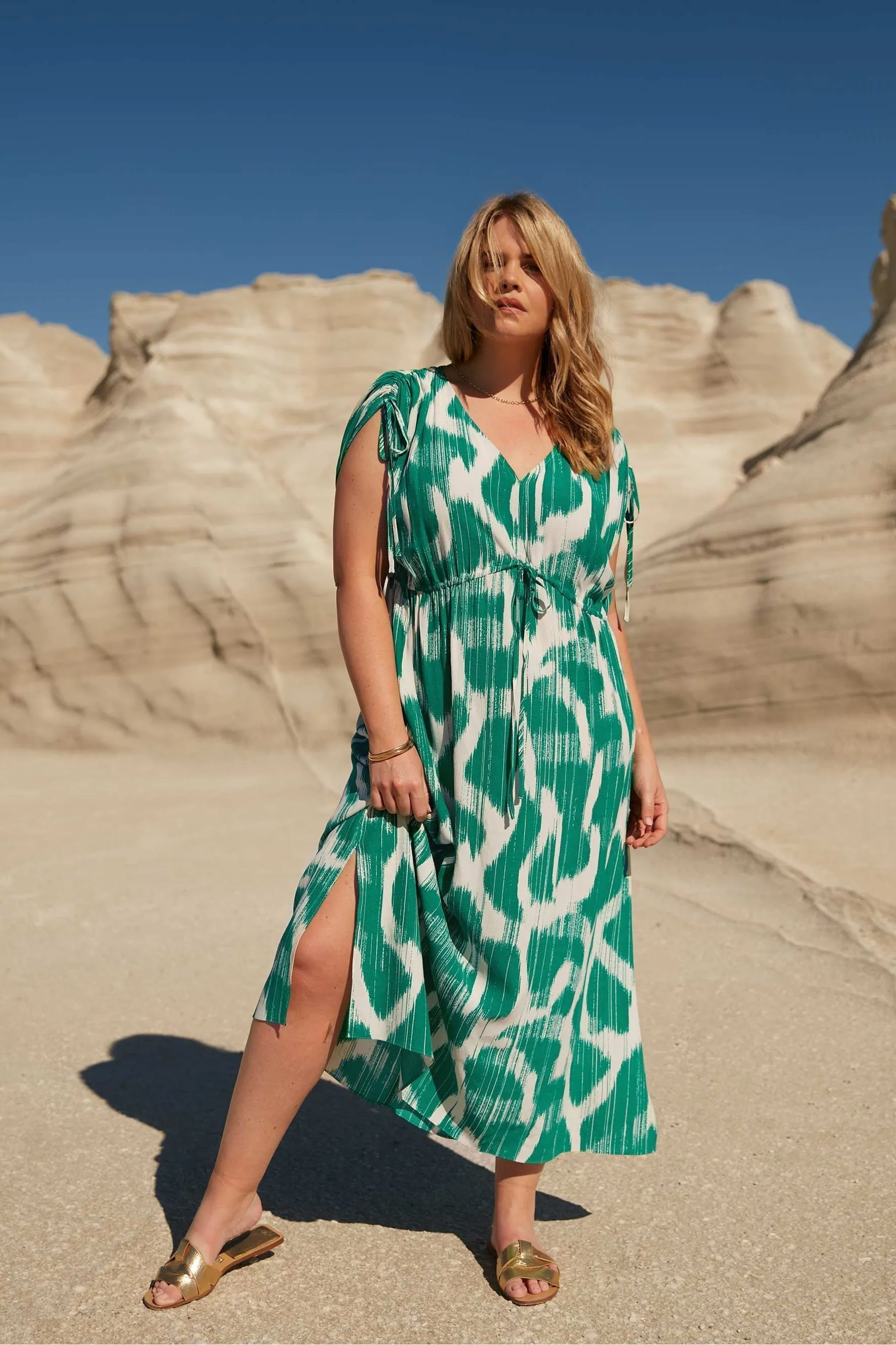Live Unlimited Curve - Abito maxi con Stampa geometrico e coulisse
