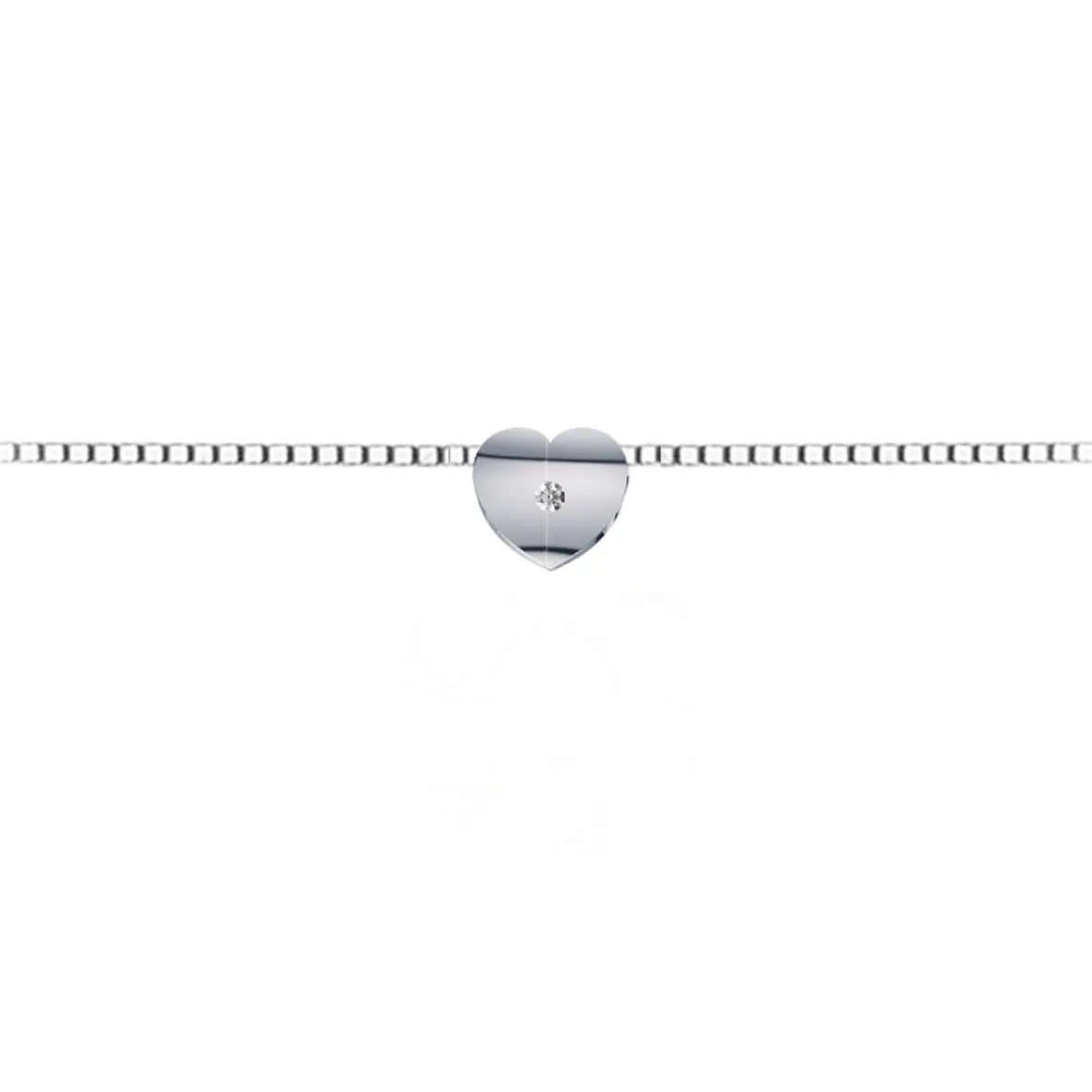 LUCE DI DONNAORO Collana Cuore in Oro Bianco 18kt Diamante Centrale 0.01ct