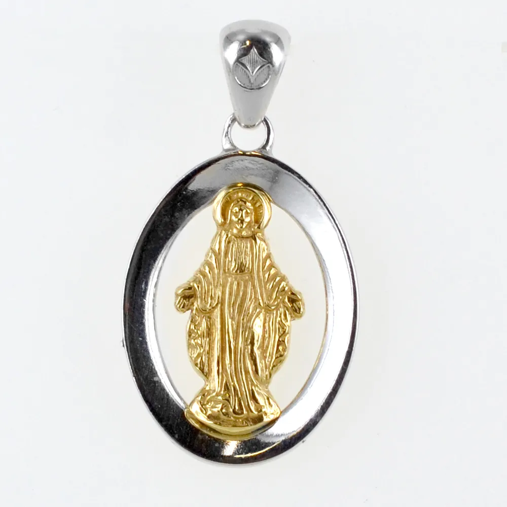 Medaglia Religiosa Madonna Miracolosa Media particolare oro bianco e giallo