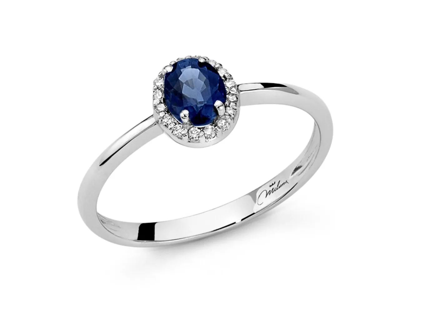 Miluna Anello con zaffiro blu e diamanti realizzato in oro bianco LID3266
