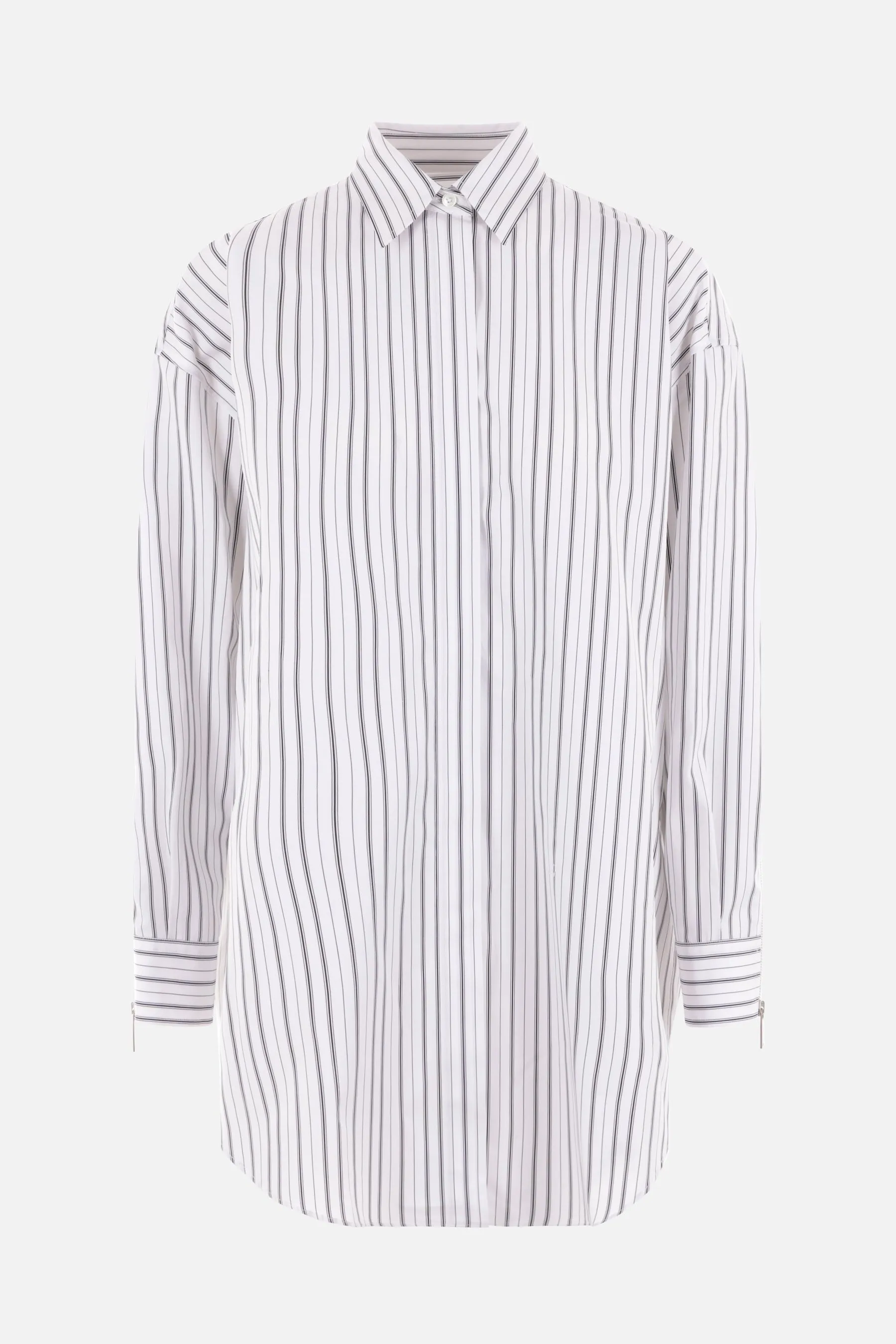  OFF WHITE camicia oversize in popeline a righe con zip 
