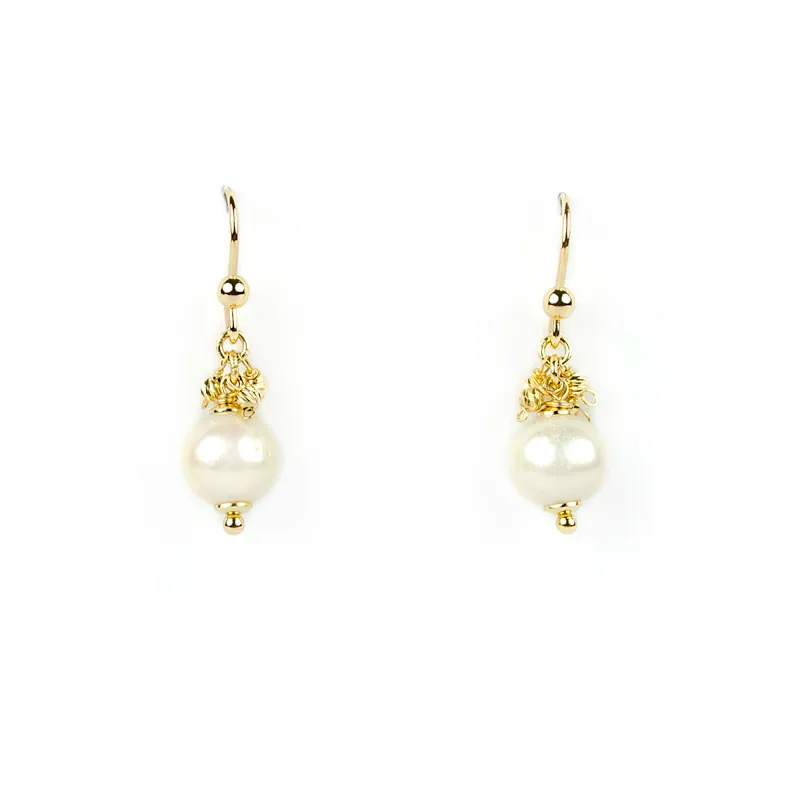 Orecchini con perla e amo in oro giallo