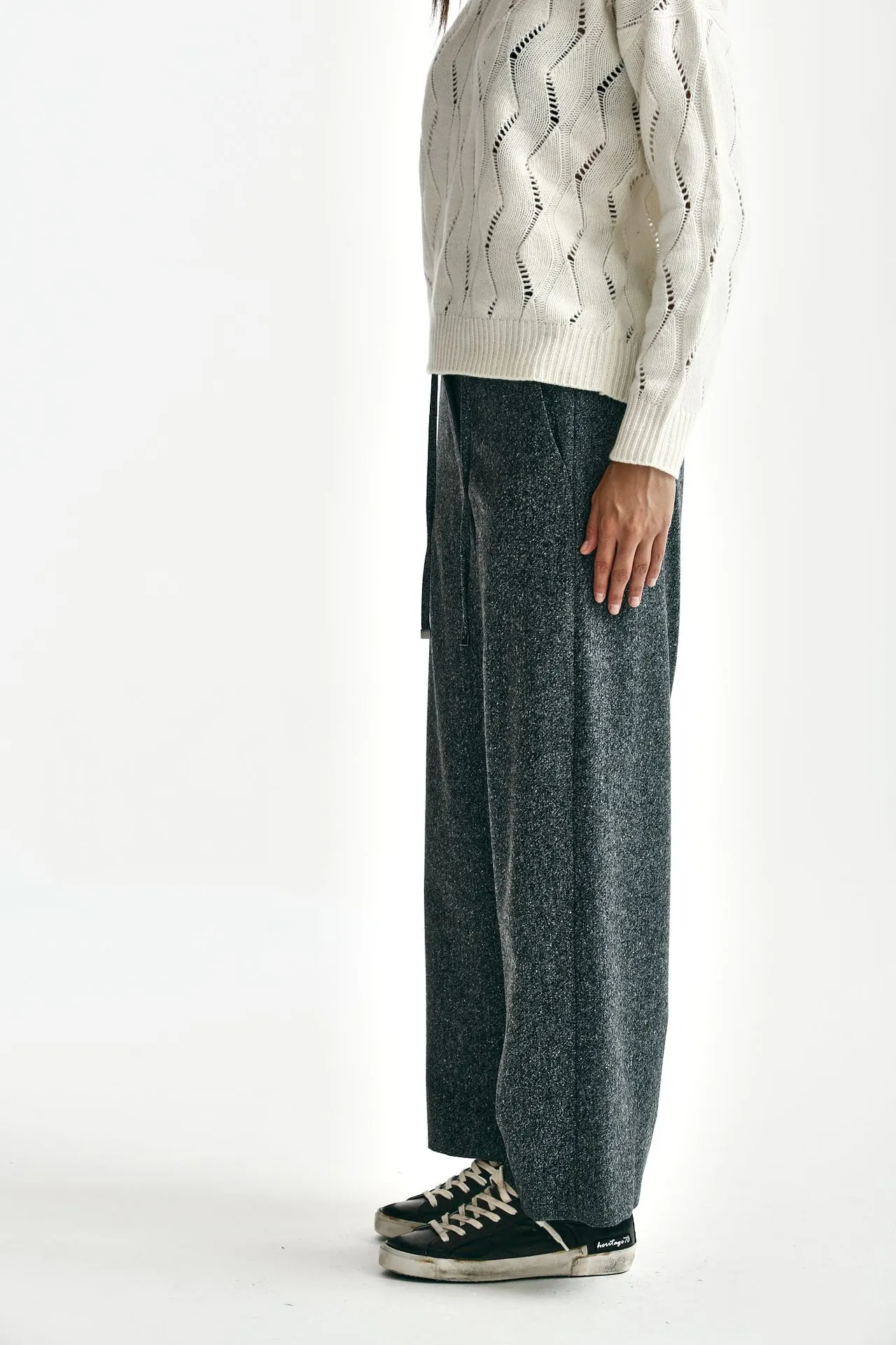 Pantalone jogging MINA bianco/nero 