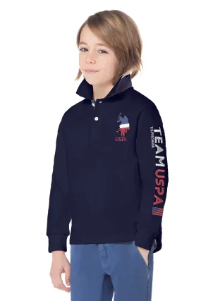 Polo a maniche lunghe con scritta laterale e logo U.S. Polo Assn.