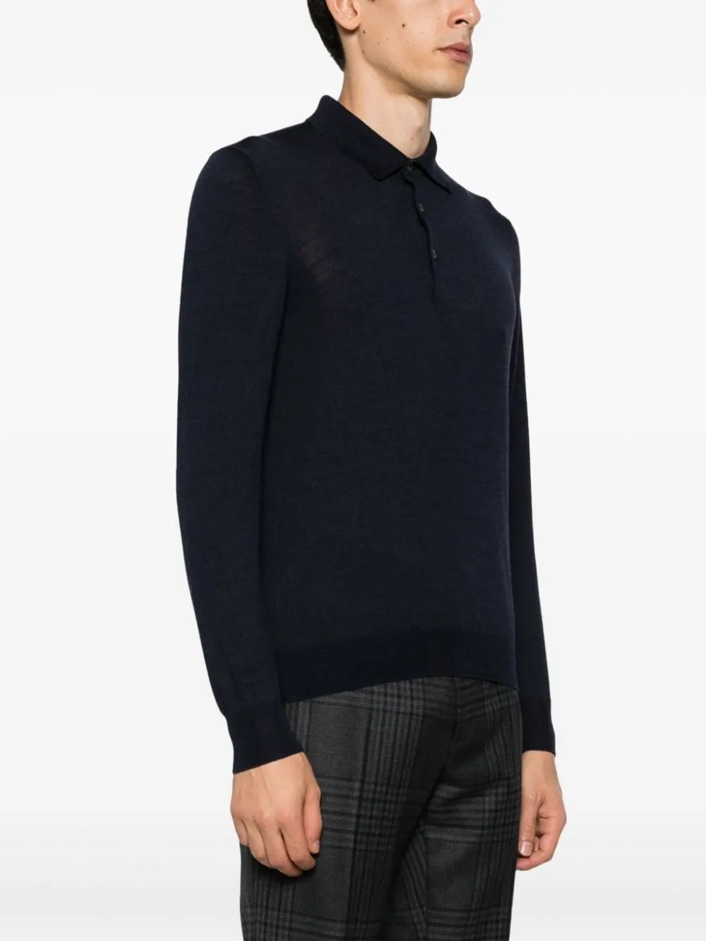 Polo blu maniche lunghe
