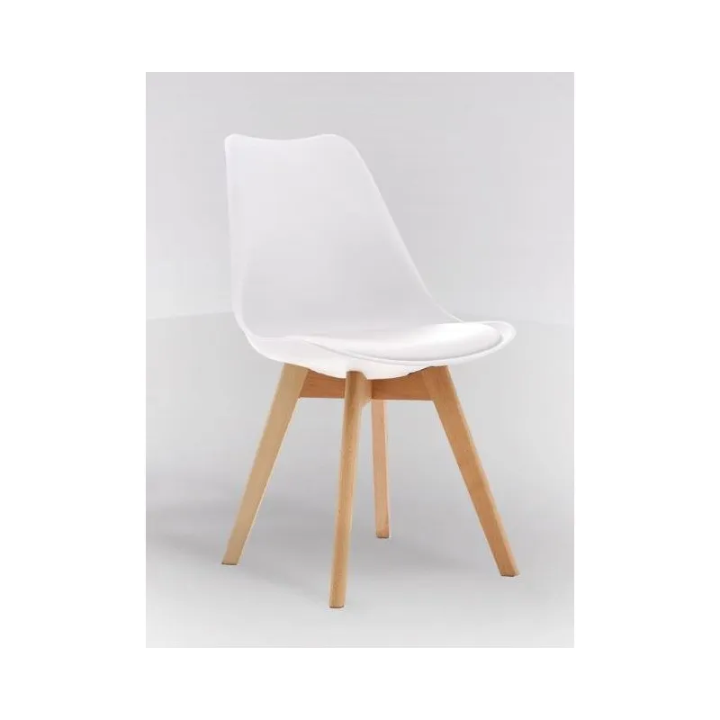 RELAXIA SET DI 4 SEDIE FLORA  IN POLIPROPILENE CON GAMBE DI LEGNO BIANCO 69X43X52CM COD WA018/24