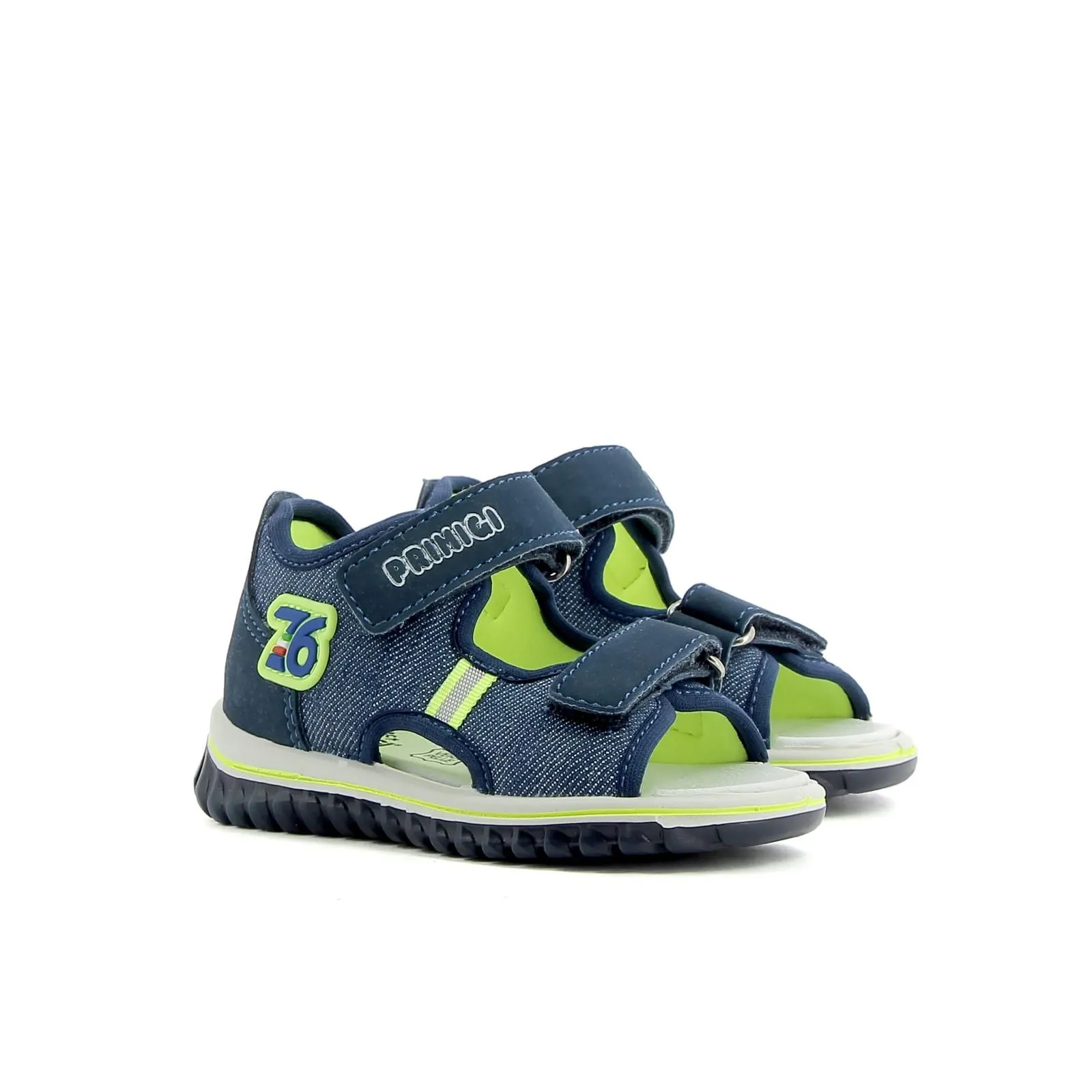 Sandali blu denim con strappi