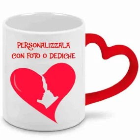 Tazza In Ceramica Manico Cuore Rosso Personalizzabile PS 09407 Tazze Personalizzate