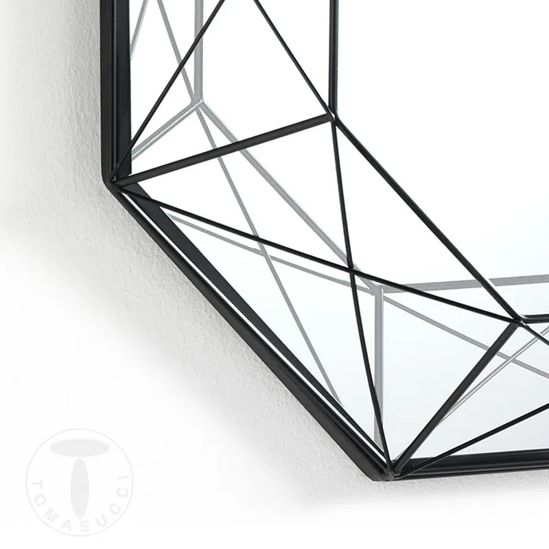 Tomasucci Specchiera da parete Diamond 80, nero opaco